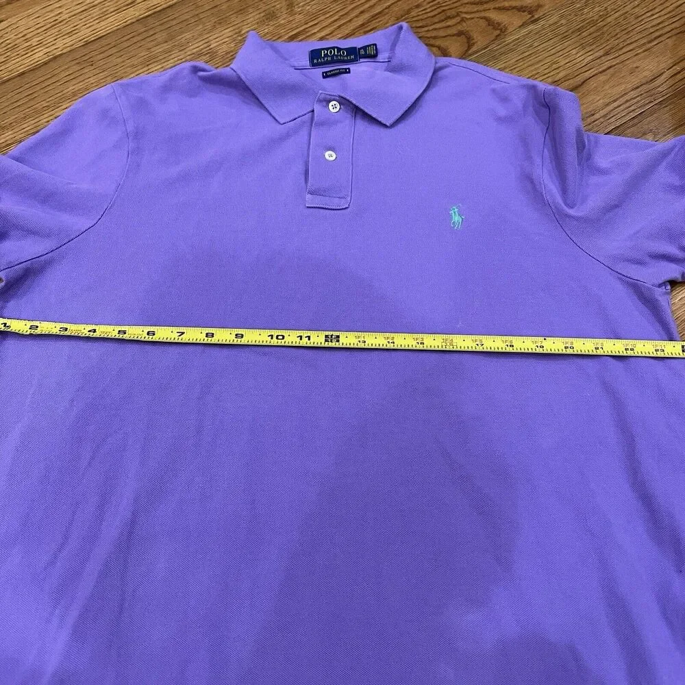 Polo‎ Ralph Lauren Mens Polo Shirt Extra Large Purple Short Sleeve Green Pony